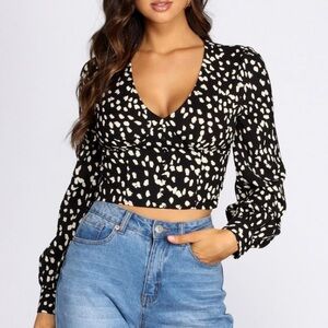 Black and Cream Patterned Blouse